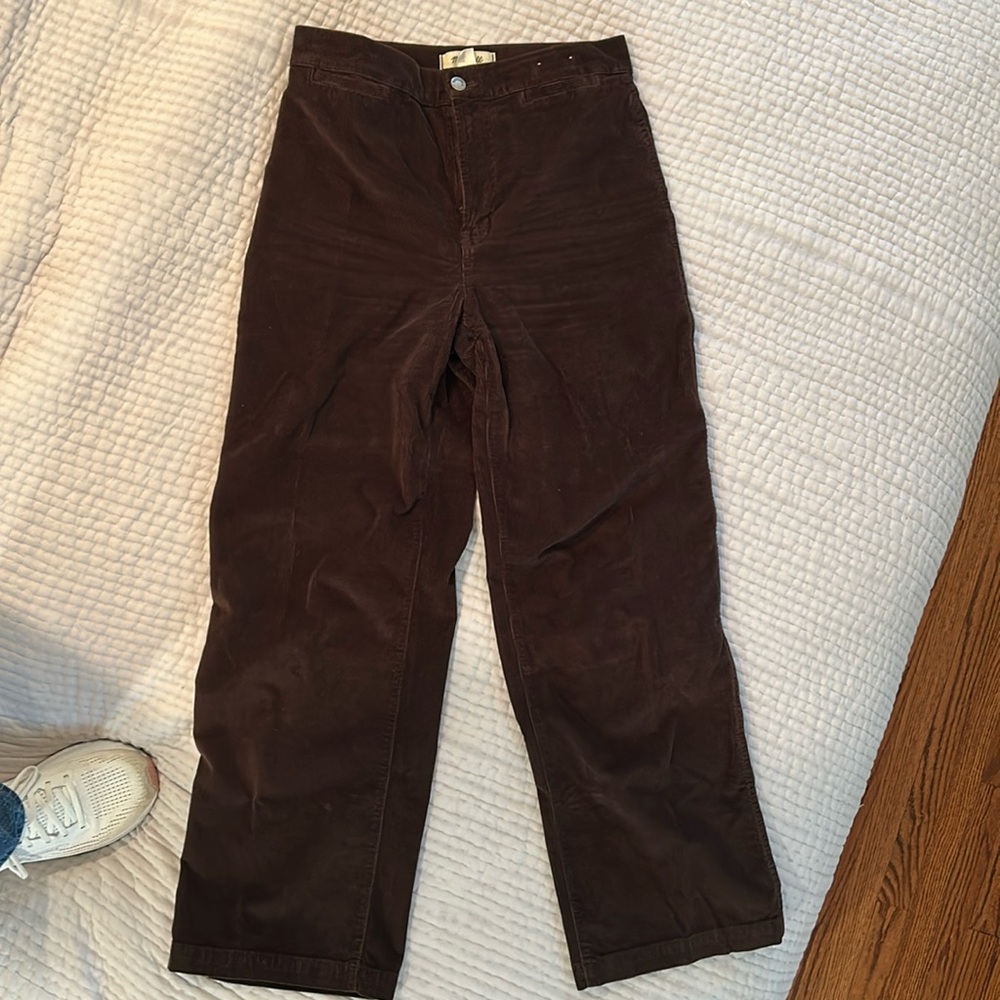 Madewell The Emmett Wide-Leg Pant Corduroy Welt Pocket Edition Dark Carob NWT 27